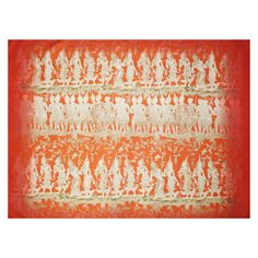 Jim Thompson fine cotton scarf in an extra large size that makes it suitable to wear as a sarong or shawl wrap. The deep orange back ground is the perfect setting for a print depicting an ancient scene with figures in traditional Thai costumes displaying shades of beige and army green. The scene gradually fades at the edges and gives the impression of a rubbing. Jim Thompson was an American art collector who dedicated himself to bringing the craftsmanship of Thai weavers to the world market. This scarf is a lovely example of the artisan work produced by a company which continues to provide fine fabrics for interior upholstery and home decor. CONDITION Very good previously owned condition with no apparent flaws or signs of use. MEASUREMENTS Measures 52.5" tall x 60.25" wide. For visual refe Jim Thompson, Back Ground, Deep Orange, Shades Of Beige, Cotton Scarf, Shawl Wrap, World Market, Fine Fabric, Sarong