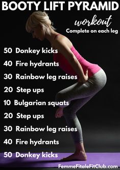 Booty Lift Pyramid Workout #glutes #buttworkout #brazilianbutt #brazilianbuttworkout #bubblebutt #posteriorchain #hamstrings #homeworkout #athomeworkout #workoutsforwomen #athomeworkoutsforwomen #buildabootyworkout Pyramid Workout, Equipment Workout, At Home Workouts For Women, Fit Club, Cardio Routine, Glutes Workout, Body Workout, Cardio Workout, Losing Weight