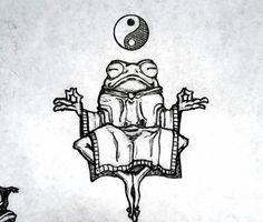 a drawing of a frog sitting in a chair