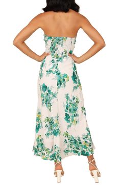 A verdant floral print enlivens this vacation-perfect maxi designed in a strapless silhouette with an airy front cutout. Hidden back-zip closure Sweetheart neck Strapless Partially lined 100% rayon Hand wash, dry flat Imported Maxi Design, Strapless Floral Dress, Strapless Maxi, Strapless Maxi Dress, Floral Blue Dress, Maxi Dress Green, Sweetheart Neck, Floral Dress, Floral Print