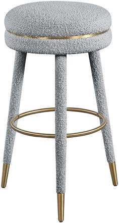 Coral Boucle Fabric / Stainless Steel / Plywood / Foam Contemporary Grey Boucle Fabric Bar Stool - 18.5" W x 18.5" D x 30" H Grey Fabric Bar Stool, Fabric Bar, Grey Bar Stools, Fabric Bar Stool, Bar Height Chairs, Contemporary Bar Stools, Counter Height Chairs, Pepper Color, Bar Height Stools