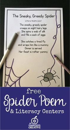 the free spider poem and literature center for kids to practice reading with their own writing skills