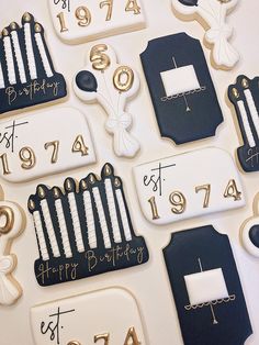 decorated birthday cookies with candles and numbers on them