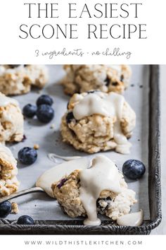 blueberry oatmeal cookies on a baking sheet with the title text overlay