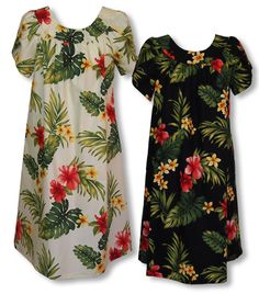 Tropical Summer Hibiscus Caftan style, Pull-Over Hawaiian House Dress with Petal Sleeves, pocket, Regular and Plus Sizes in  regular Length created in Black, Red and White/Beige. MauiShirts.com search box stock number : W-Q-140S-242S-TR Aloha: Available in a 12 inch longer length, or Ankle Length. Blouse Png, Hawaiian House, Summer Hibiscus