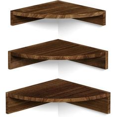 three wooden shelves on the wall