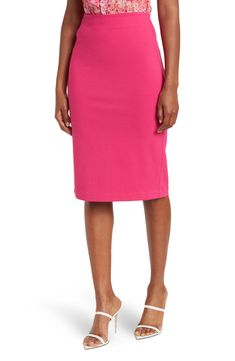 This solid pencil skirt is a work staple. 25" length (size S) Solid Pencil shape Pull-on 67% rayon, 28% nylon, 5% spandex Machine wash cold Tumble dry low Imported Model stats: 5'10", 32" bust, 25" waist, 36" hip. Model is wearing size S. Solid Color Skirt For Business Casual In Spring, Spring Business Casual Solid Color Skirt, Spring Business Casual Solid Skirt, Cotton Knee-length Pencil Skirt For Work, Classic Cotton Fitted Pencil Skirt, Spring Relaxed Pencil Skirt For Business Casual, Classic Fitted Cotton Pencil Skirt, Cotton Pencil Skirt For Office, Stretch Cotton Midi Pencil Skirt