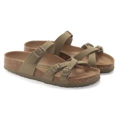 Franca Vegan Textile Faded Khaki | BIRKENSTOCK Beige Open Toe Canvas Sandals, Casual Beige Canvas Sandals, Beige Canvas Sandals For Vacation, Casual Footbed Sandals With Buckle Closure, Casual Footbed Sandals With Buckle And Cross Strap, Casual Cross Strap Sandals With Buckle, Casual Cross Strap Sandals With Buckle Closure, Casual Beige Sandals With Adjustable Straps, Spring Cross Strap Footbed Sandals With Adjustable Strap