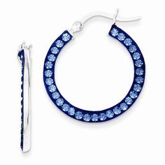 Sterling Silver Stellux Crystal Royal Blue Hoop Earrings Gold Jewelry Bridal, Blue Hoop Earrings, Earring For Women, Jewelry Earring, Got To Be, Jewelry Bridal, Gorgeous Jewelry, Jewelry Gold, Earrings Jewelry