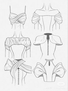 four different types of bras are shown in black and white