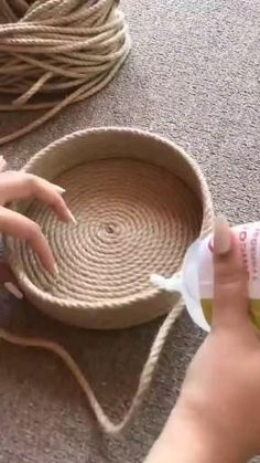 Diy Jute craft 😍 [Video] | Diy crafts room decor, Diy crafts for home decor, Rope decor diy Diy Jute Rope Projects, Craft With Rope Ideas, Diy From Jute Rope, Rope Diy Ideas Home Decor, Crafts With Twine Diy Projects, Room Handmade Decor Craft Ideas, Diy Yarn Basket, Home Decor Ideas Handmade Arts & Crafts, Diy With Jute Rope