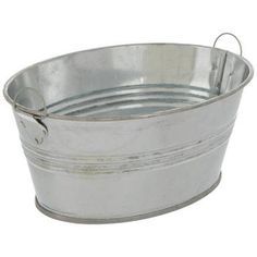 an empty metal bucket with handles on a white background