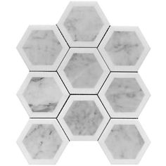 marble hexagon tiles in white and grey