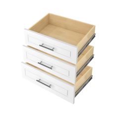 three drawers are stacked on top of each other in the same drawer, one is empty