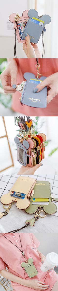 several different images of women's purses and wallets in various colors, shapes and sizes