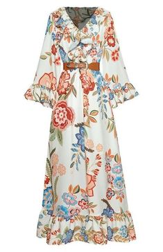 Full Dress, Casual Elegance, Floral Maxi, Flared Sleeves, Floral Maxi Dress, Ruffle Dress, Sleeve Dress, Floral Dress, Sleeve Styles