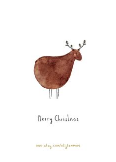 a christmas card with an image of a moose wearing antlers