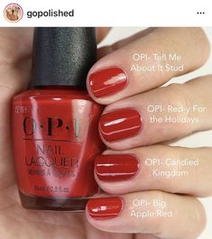 Opi Red Nails, Short Gel Nails, Red Nail Polish, Thanksgiving Nails, Fall Nail Colors, Cute Gel Nails