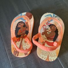 Moana Flip Flops With Strap. Never Worn Disney Shoes, Disney Moana, Moana, Flip Flop Sandals, Flip Flops, Kids Shoes, Shoes Sandals, Kids Shop, Orange