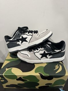 GENTLY USED BAPE SK8 STA SHOES 100% AUTHENTIC BOUGHT FROM BAPE STORE CHICAGO AMAZING QUALITY + MATERIALS PLEASE VIEW ALL PHOTOS BEFORE PURCHASING LET ME KNOW IF YOU HAVE ANY MORE QUESTIONS :) Nigo Bape Aesthetic, Bape Shoes Women, Bape Shoes Outfit, Bape Sk8 Sta, Bape Store, Sk8 Sta, Bape Shoes, Ape Bape, Bathing Ape