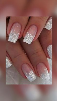 Bridal Nails Wedding, Wedding Nails Bridesmaid, Bridal Nails Designs, Nails Bridesmaid, Nails With Glitter, New Years Nail Designs