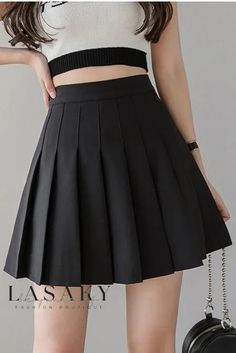 Lasaky - Academy Solid High-Waisted Pleated A-Line Mini Skirt with Anti-Sheer Design Kawaii Skirt, Short Pollera, Nature Dress, Estilo Preppy, Japanese School, Style Japonais, Girls Uniforms, Skirt Mini, Plaid Skirt