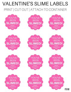 valentine's slime labels with different sayings