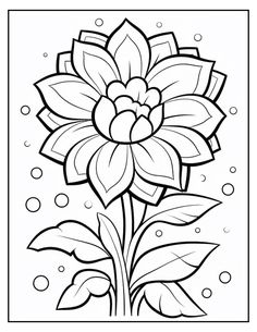 a black and white drawing of a flower with bubbles in the water on it's side