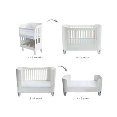 four different types of baby cribs with measurements for each one and the other