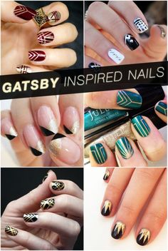 Can't wait for reading The Great Catsby in school, so doing this during that time. :) Gatsby Inspired Nails, Behind Blue Eyes, Art Deco Nails, Different Nail Designs, Black Gold Jewelry, Carey Mulligan, Inspired Nails, The Great Gatsby, Great Gatsby