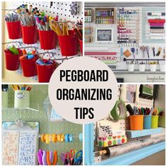 pegboard organizing tips for crafting and organization in the kitchen, bedroom or living room