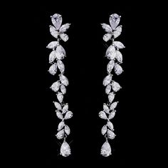 Affordable Elegance Bridal - Over 3" Long Cascading CZ Crystal Bridal Drop Earrings, $72.99 (https://affordableelegancebridal.com/over-3-long-cascading-cz-crystal-bridal-drop-earrings/) Wedding Earrings Studs, Black Diamond Earrings Studs, Silver Bridal Earrings, Formal Earrings, Black Diamond Earrings, Bridal Earrings Drop, Prom Earrings, Prom Jewelry, Gold Diamond Earrings