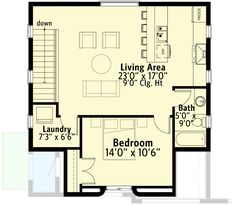 the floor plan for a two bedroom apartment with an attached living room and kitchen area