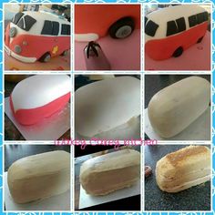 there are many pictures of cakes made to look like buses