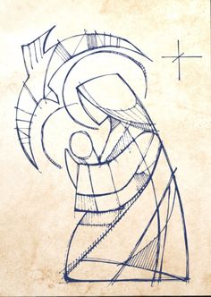 a drawing of an abstract figure on paper