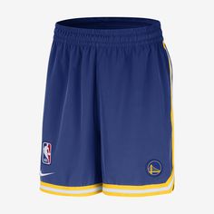 These Warriors DNA shorts give you a classic look with fit and tech for the modern game. A striped waistband with drawstring pairs with trim at the hems for a vintage style. A zippered utility pocket and side pockets offer plenty of storage to secure a roster spot in your on- and off-court wardrobe. Nike Azul, Golden State Warriors Logo, Warriors Logo, Golden Warriors, Warrior Logo, Pre Game, Nba Golden State Warriors, Nike Nba, Modern Games