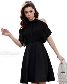 Qteee - Sophisticated Elegance: Stylish Off-Shoulder Black Dress featuring Enchanting Ruffled Hemline - Flattering Slim Fit Design in Classic Midnight Black. Black Sophisticated Dress, Black Off Shoulder Dress, Elegant Black Dress, Fitted Maxi Dress, Black Off Shoulder, Neckline Designs, Vestidos Vintage, Skirt Skirt, Midnight Black