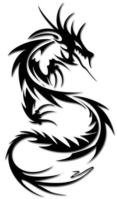 a black and white dragon tattoo design