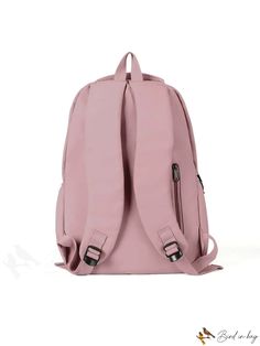 BirdinBag - Versatile Letter Patch Backpack - Stylish and Practical School Bag With Adjustable Straps And Softback, Softback School Bag With Adjustable Straps, Travel Softback Bag, Casual Portable Laptop Backpack, Casual Lightweight Laptop Backpack, Back To School Backpack For Daily Use, Solid Color Backpack For Students, Daily Use Softback Backpack, Solid Color Travel Backpack With Portable Feature