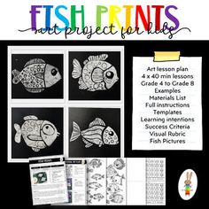 an art lesson with fish pictures on it