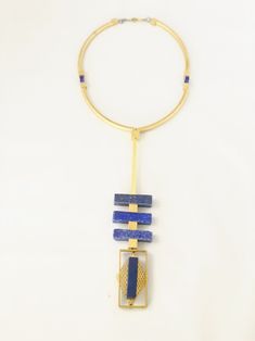 Lapis Lazuli Necklace Trinity - Etsy Trinidad Spiritual Large Pendant Jewelry For Healing, Gold Lapis Lazuli Spiritual Necklace, Adjustable Spiritual Pendant Necklace, Healing Brass Jewelry With Natural Stones, Healing Amulet Long Necklace, Adjustable Artisan Lapis Lazuli Jewelry, Adjustable Gemstone Amulet Necklace, Adjustable Amulet Style Gemstone Necklace, Spiritual Brass Jewelry With Rectangular Pendant