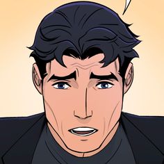 an animated image of a man looking at the camera with a thought bubble above his head