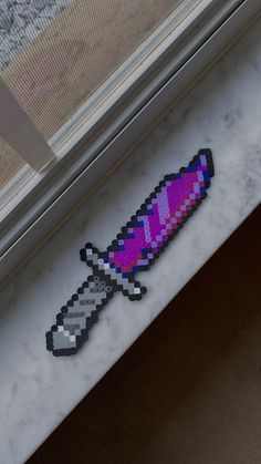 Perler Bead Knife Patterns, Perler Bead Patterns Knife, Perler Beads Knife, Minecraft Beads Pattern, Grunge Perler Bead Patterns, Cute Pearler Bead Designs, Hamahelmet Ideas, 3d Perler Bead Patterns Easy, Small Pearler Bead Ideas