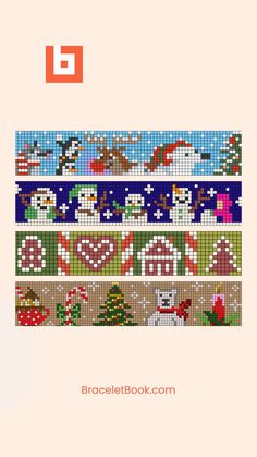 a cross stitch pattern with christmas scenes on it