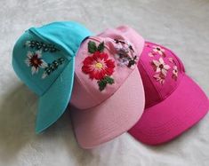 Blue baseball hat with hand embroidered flowers Personalized | Etsy Custom Embroidered Summer Baseball Cap, Custom Embroidery Summer Baseball Cap, Custom Embroidered Baseball Cap For Summer, Summer Snapback Baseball Cap With Custom Embroidery, Snapback Baseball Cap For Spring Festival, Spring Festival Snapback Baseball Cap, Summer Hats With Floral Embroidery And Curved Bill, Handmade Trucker Hat For Spring, Spring Hats With Floral Embroidery