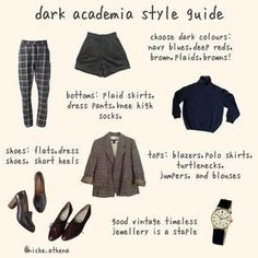 Dark Academia Style Guide, Dark Academia Fashion Women, Dark Academia Fashion Summer, Dark Academia Fashion Aesthetic, Monday Fashion, Types Of Clothes