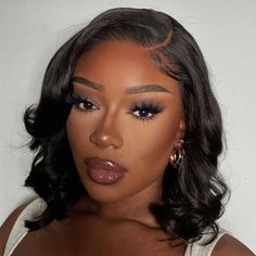 No Make Up Make Up Look, Natural Glam Makeup, Hair Wigs For Black Women, Makeup For Black Skin, Brown Skin Makeup, Wavy Bob, Glam Makeup Look, Natural Glam