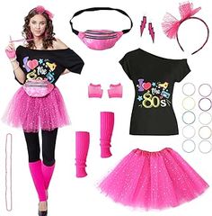 a barbie doll dressed in pink and black with accessories for her birthday party dress up