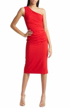 Jewel Badgley Mischka Ruched Halter Neck Asymmetric Hem Cocktail Dress | Nordstrom Modern Cocktail Dress, Cocktail Dress Nordstrom, Modern Cocktail, Spring Wedding Guest, Spring Wedding Guest Dress, Jewel Badgley Mischka, Semi Formal Dresses, Dress The Population, Guest Dress