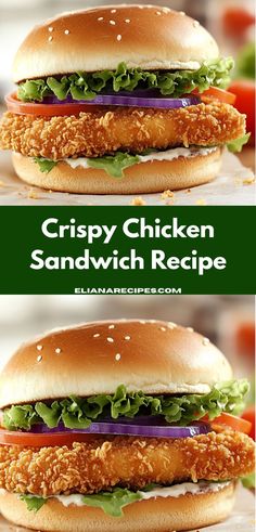 crispy chicken sandwich recipe with red onions and lettuce